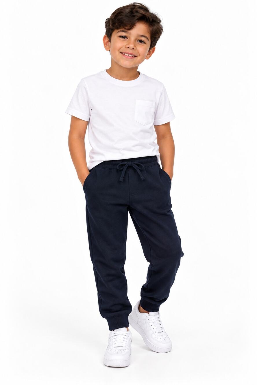 Amazon Essentials Boys XS 4-5 Black Fleece Jogger Sweatpants Pull On